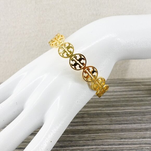 Tory Burch Miller Logo Cuff Bracelet Gold OS - Picture 6 of 10